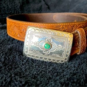 Western belt with silver buckle